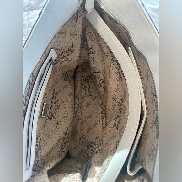 White Guess Leather Double-Handle Handbag - Picture 3 of 4